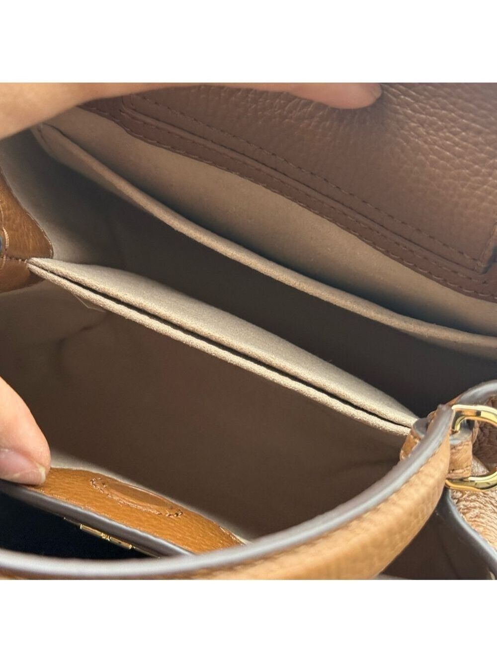 400!+ New Tory Burch Britten Mini Satchel In Moose - Picture 7 of 11